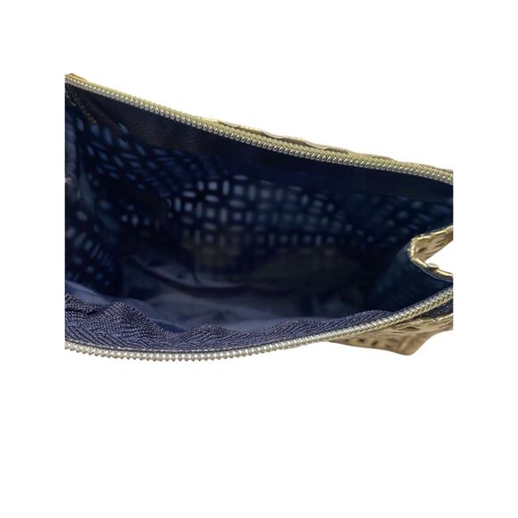 Estée Lauder Womens Beauty Cosmetic Makeup Travel Bag Gold Metallic Lot Of 2 - Picture 6 of 10